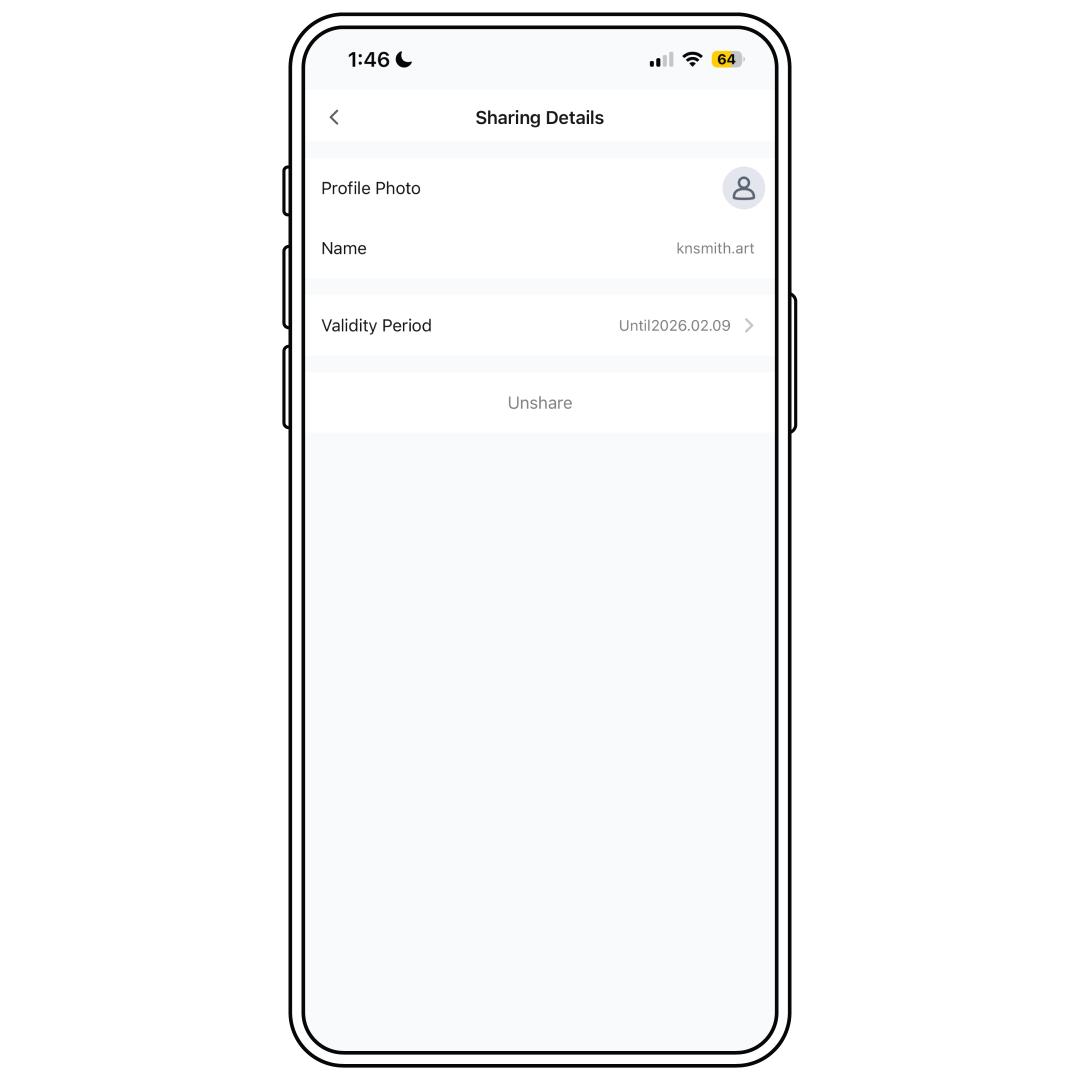 App_Setting Menu_Share Device_Sharing Management_Sharing Details