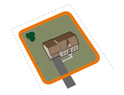 Diagram of house overhead with perimeter loop surrounding entire yard