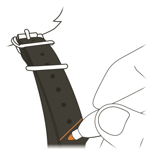 Marking on the collar where to trim it