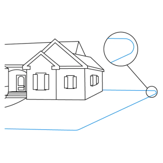 Create rounded corners with a 3 foot radius