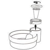 Unscrew Lid and Remove Spout, Cone and Tray