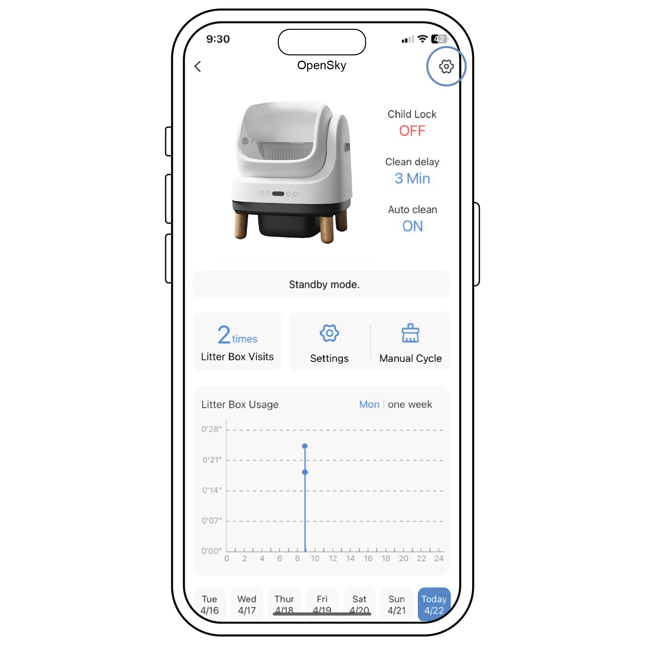 Select Upper Right Corner Settings