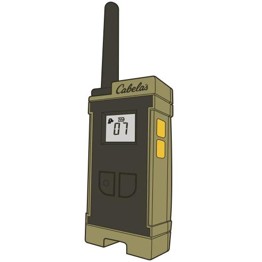 Cabela's Gun Dog GS-4100_Remote Oblique View, Side Buttons HighlighteD