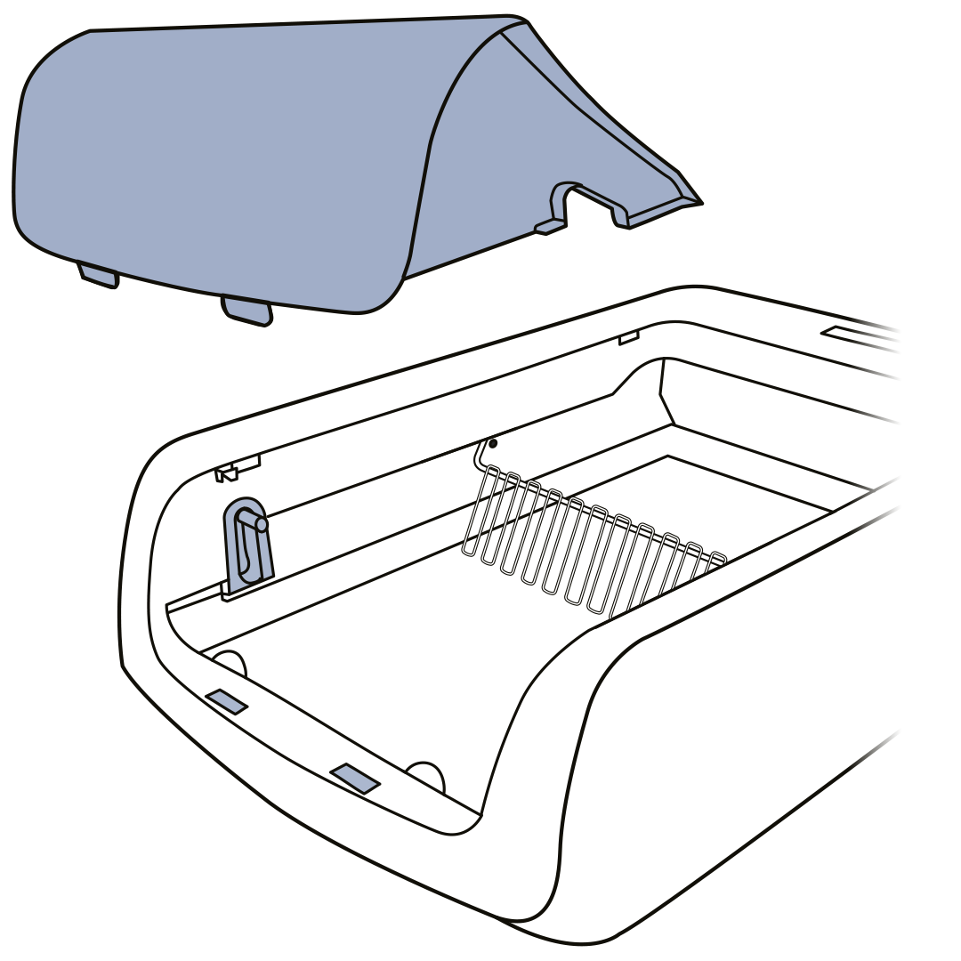 Clean waste trap cover, notches & pegs