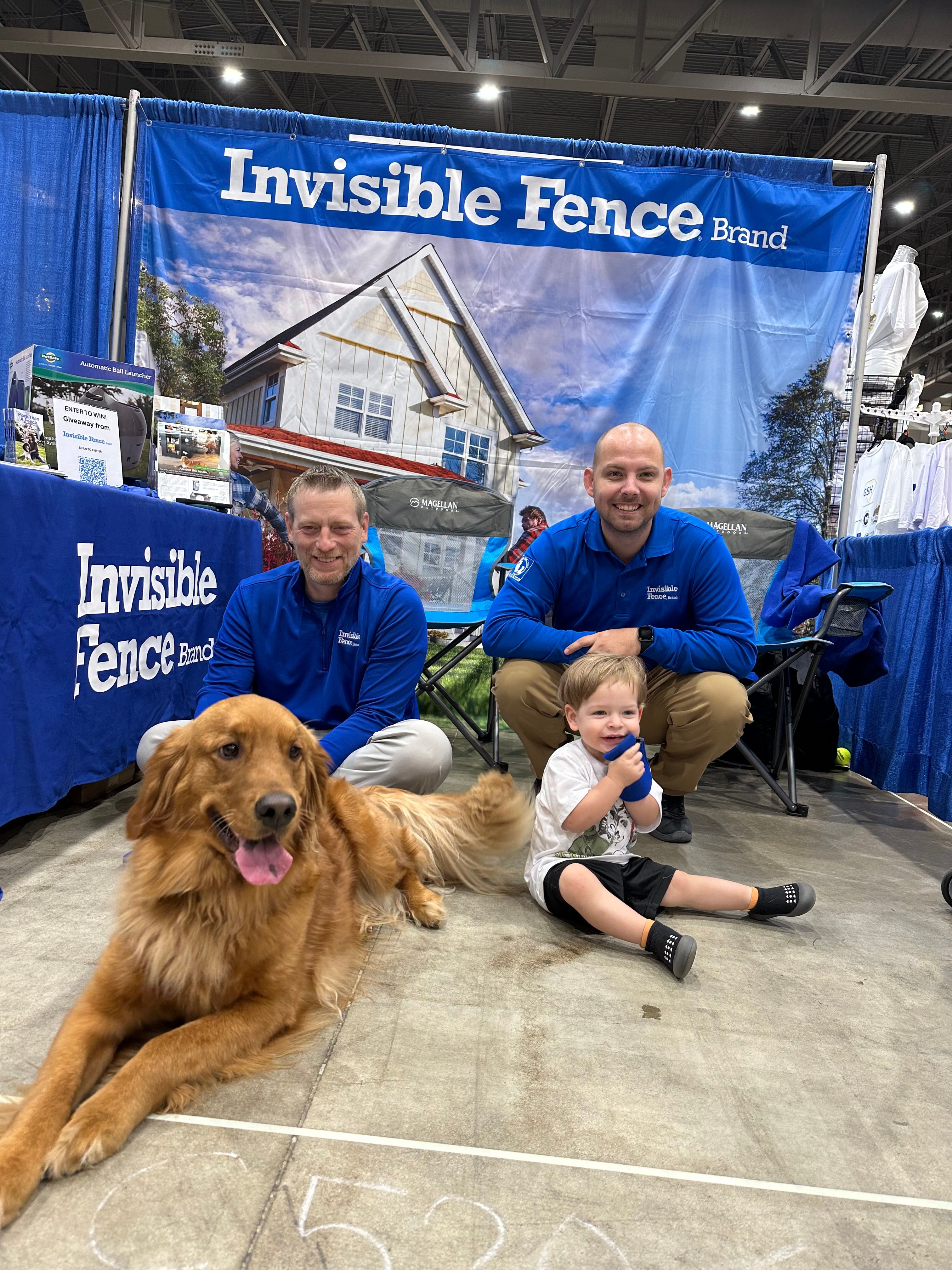 Invisible Fence trainers at a event in south east texas with golden retriever 