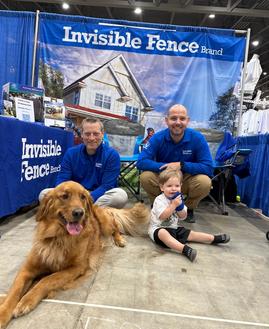 Invisible Fence trainers at a event in south east texas with golden retriever