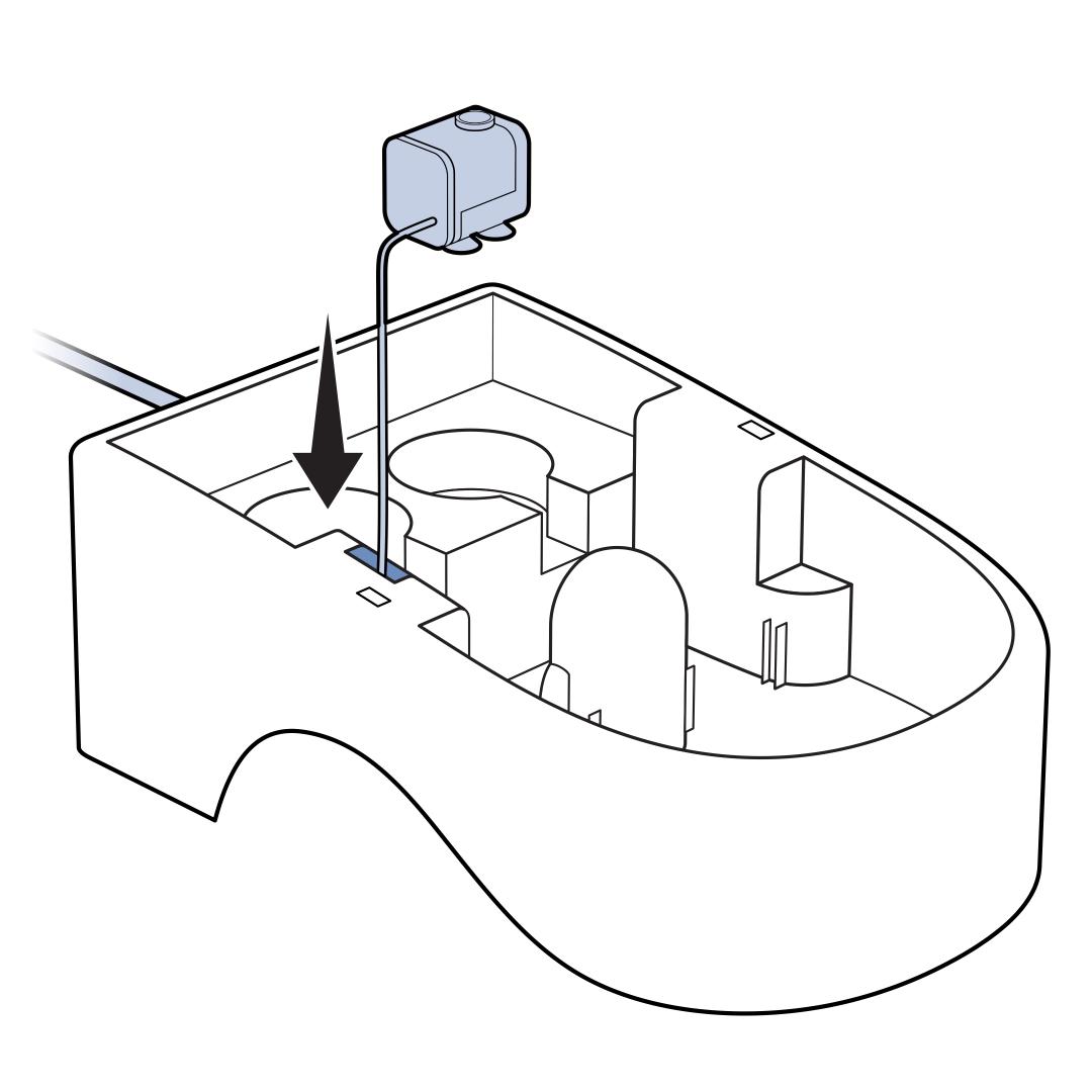 Put Pump In Place And Feed Cord Though Side