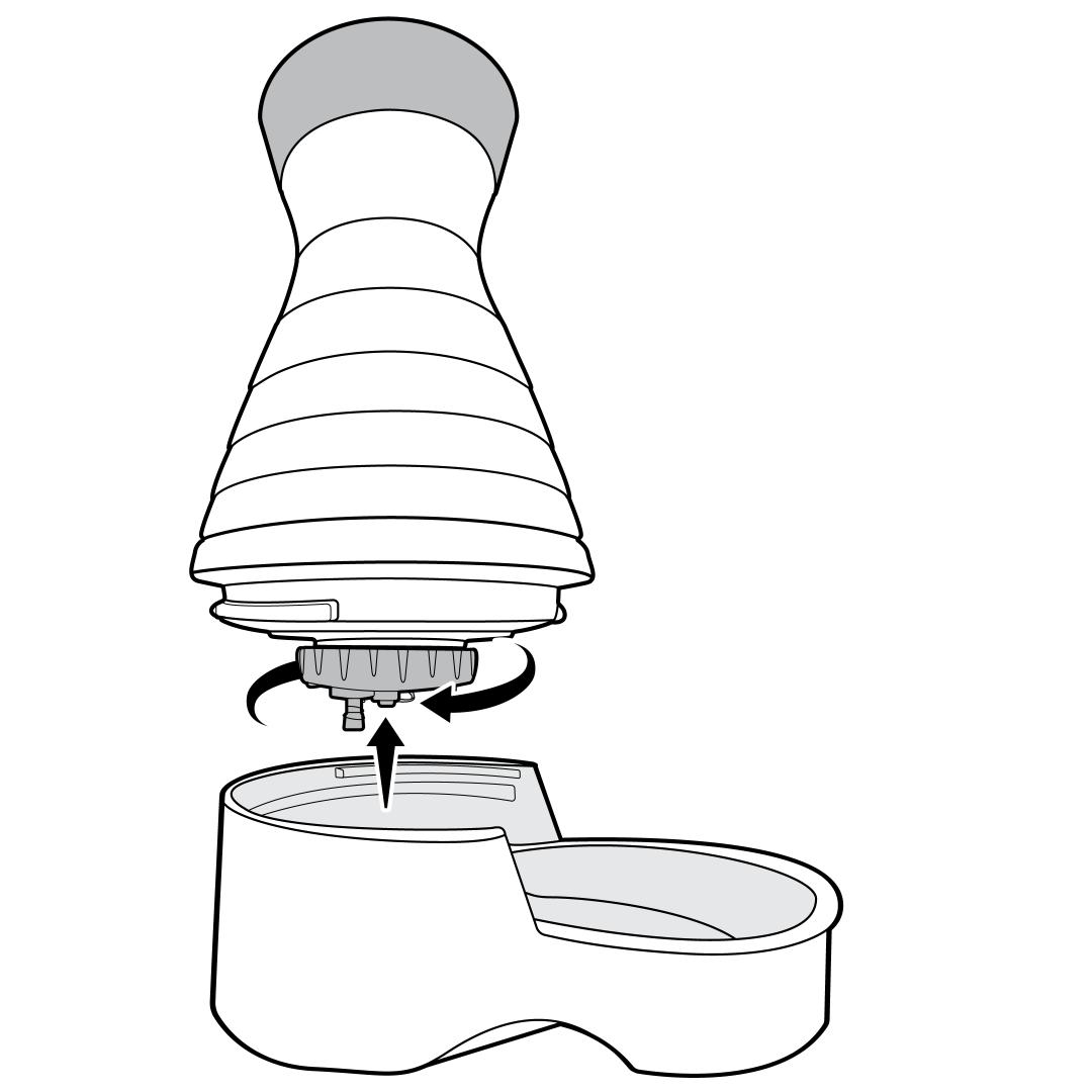 Hold Reservoir at Bottom and Flip Over