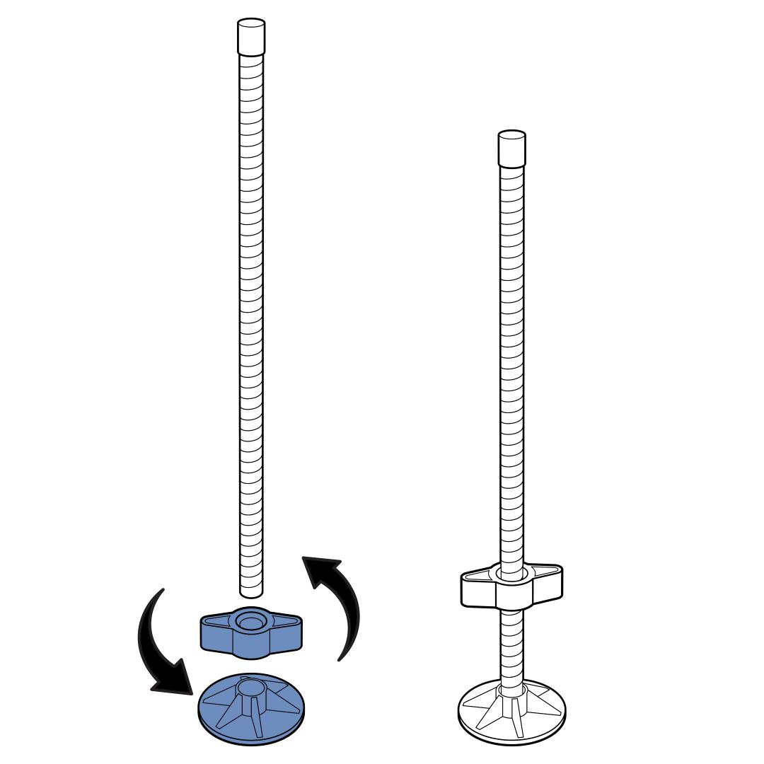 Screw Large Wingnut And Round Cap onto Threaded Rod