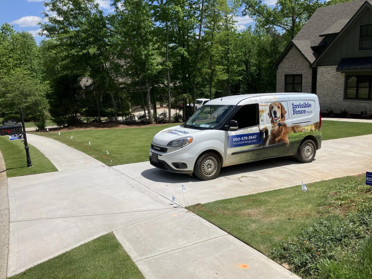 invisible fence van in local Atlanta area neighborhood