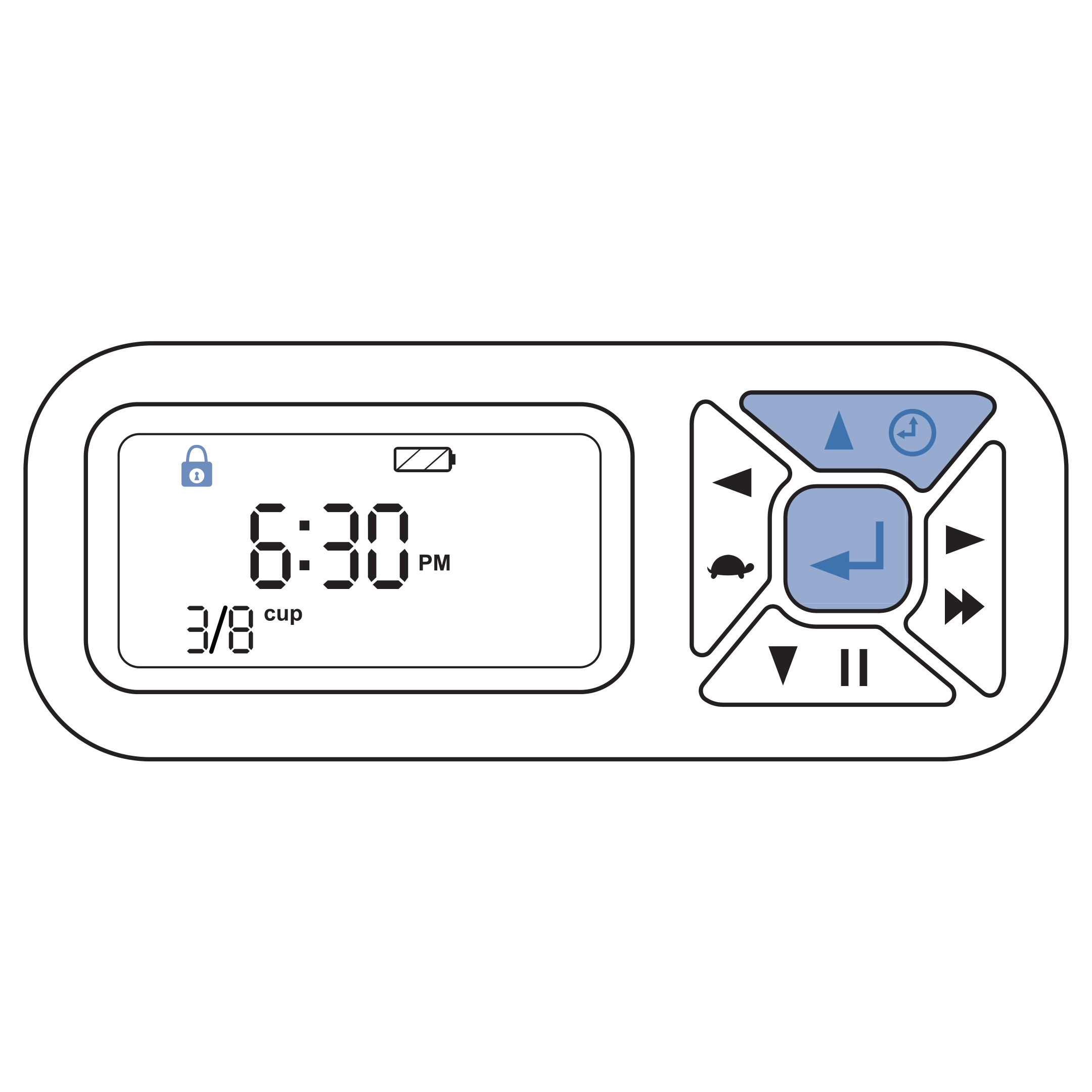 Unlock by pressing up and center button