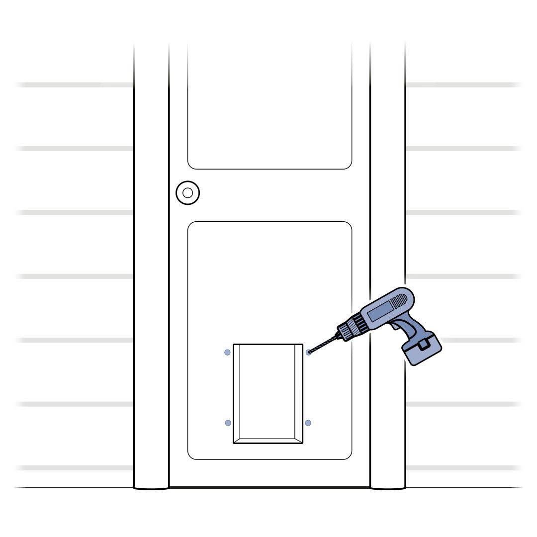 Drill holes through door