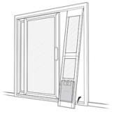 Push Up And Drop Assembled Pet Door Into Lower Door Track