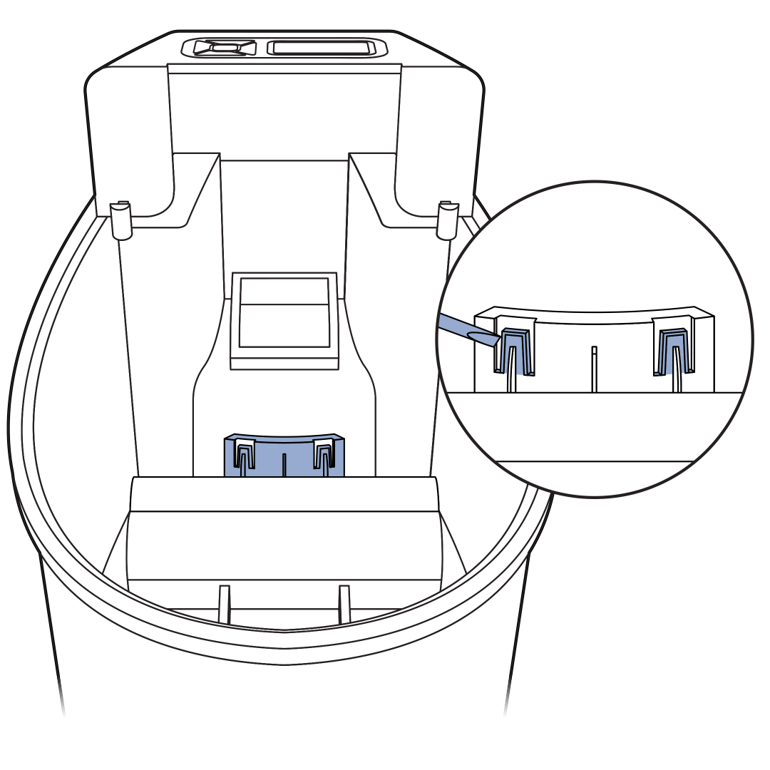 Release Tabs Inside Of Feeder To Remove Holder