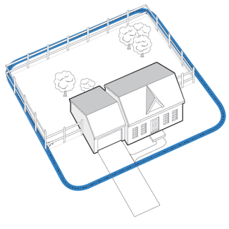 In-ground fence around a house with existing fence