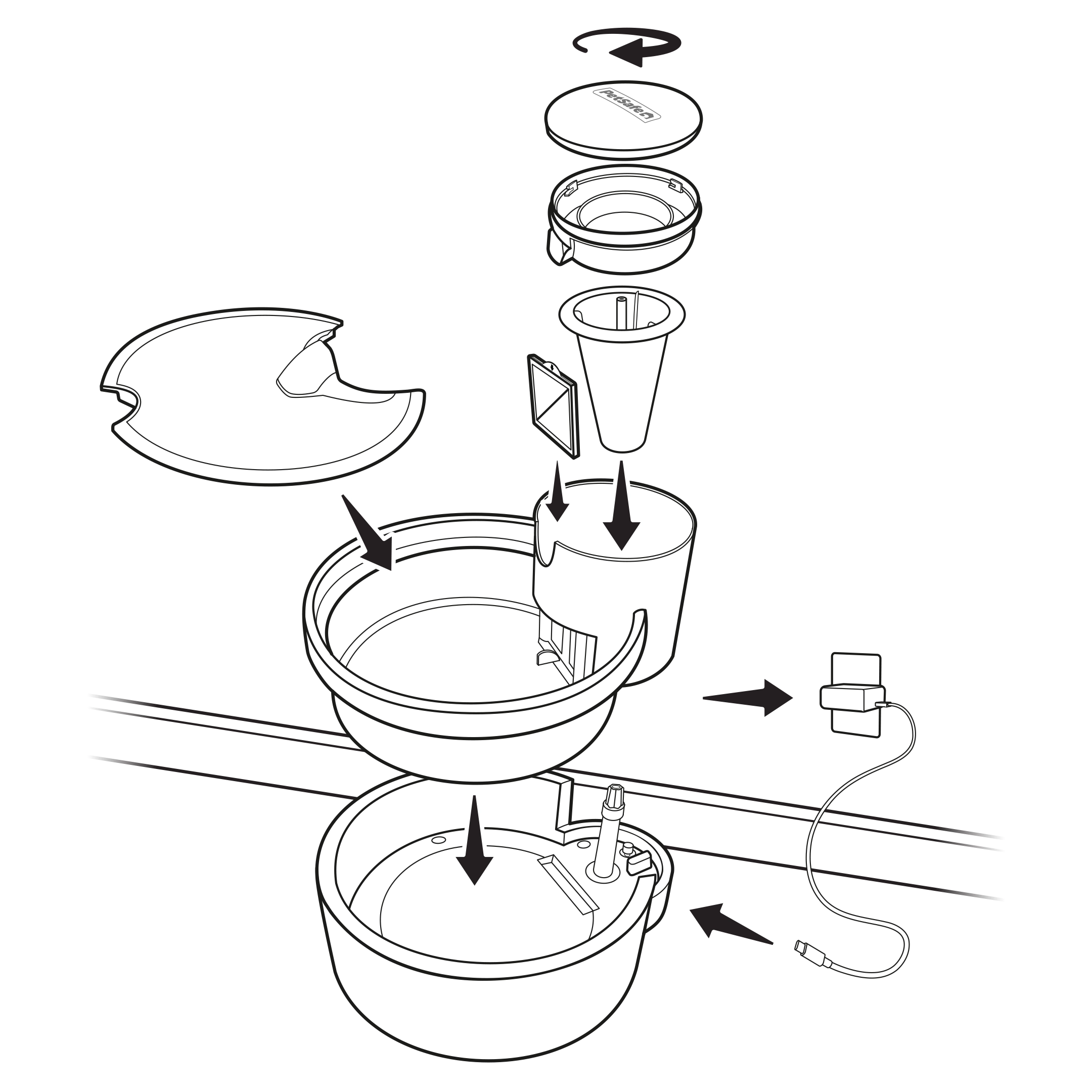 Reassemble Fountain with New Filter