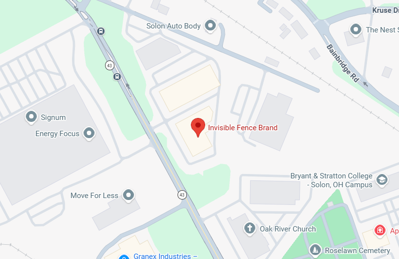 Map Pin Drop of the Invisible Fence of Northeast Ohio Location