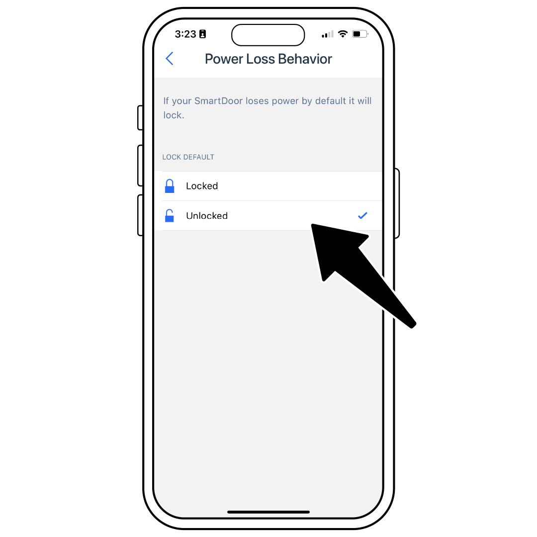 Power Loss, Select Locked or Unlocked