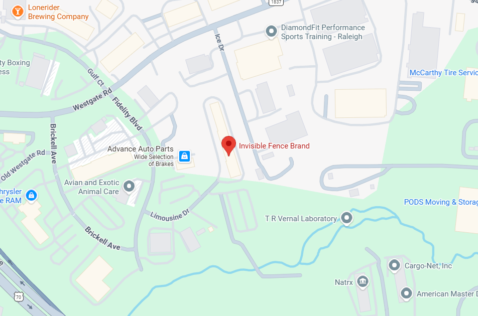 Map Pin Drop of the Invisible Fence of Raleigh Location