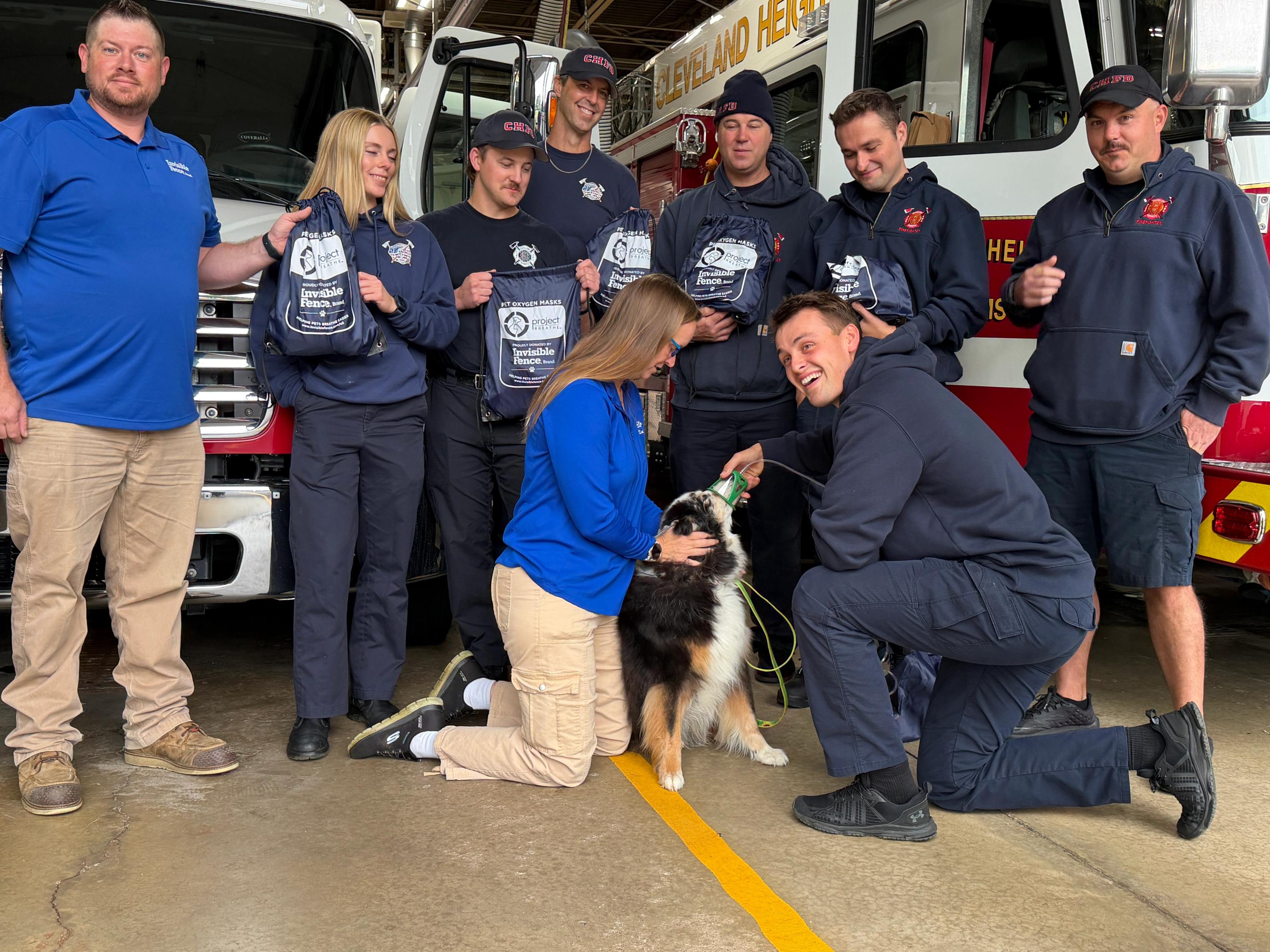 Invisible Fence of Northeast Ohio donating kits to firefighters of Cleveland Heights 