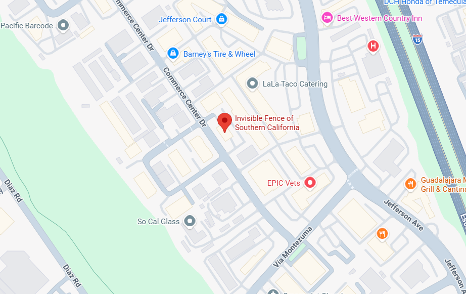 Map Pin Drop of the Invisible Fence of Southern California Location