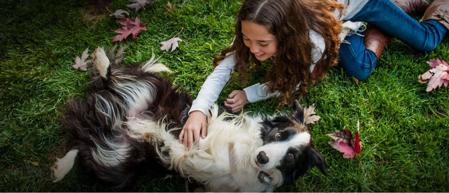 Carefree girl and dog with Invisible Fence® Collar.