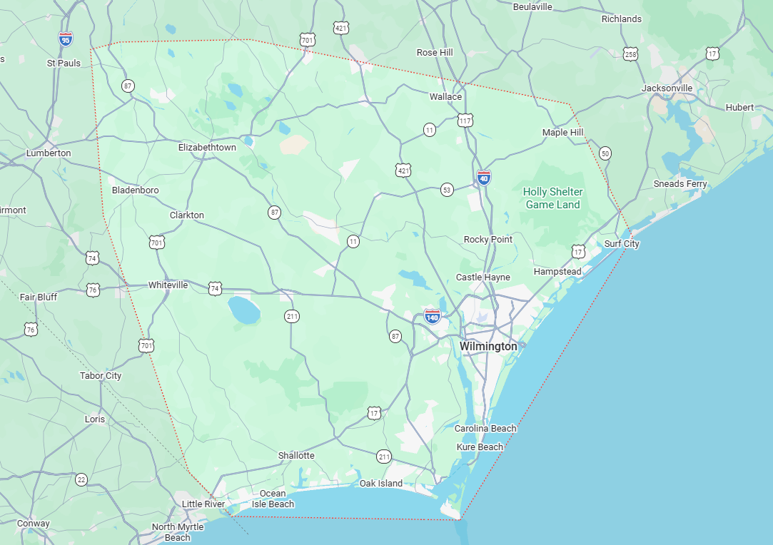 Map Pin Drop of the Invisible Fence of the Coastal Carolinas Location