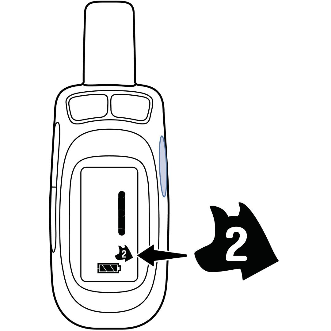 Set remote to level 1, dog 2