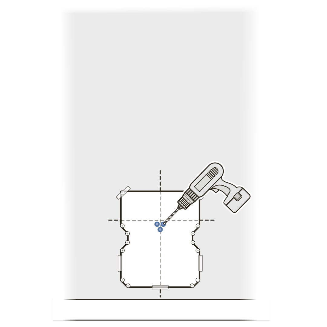 Drill center locator holes in wall