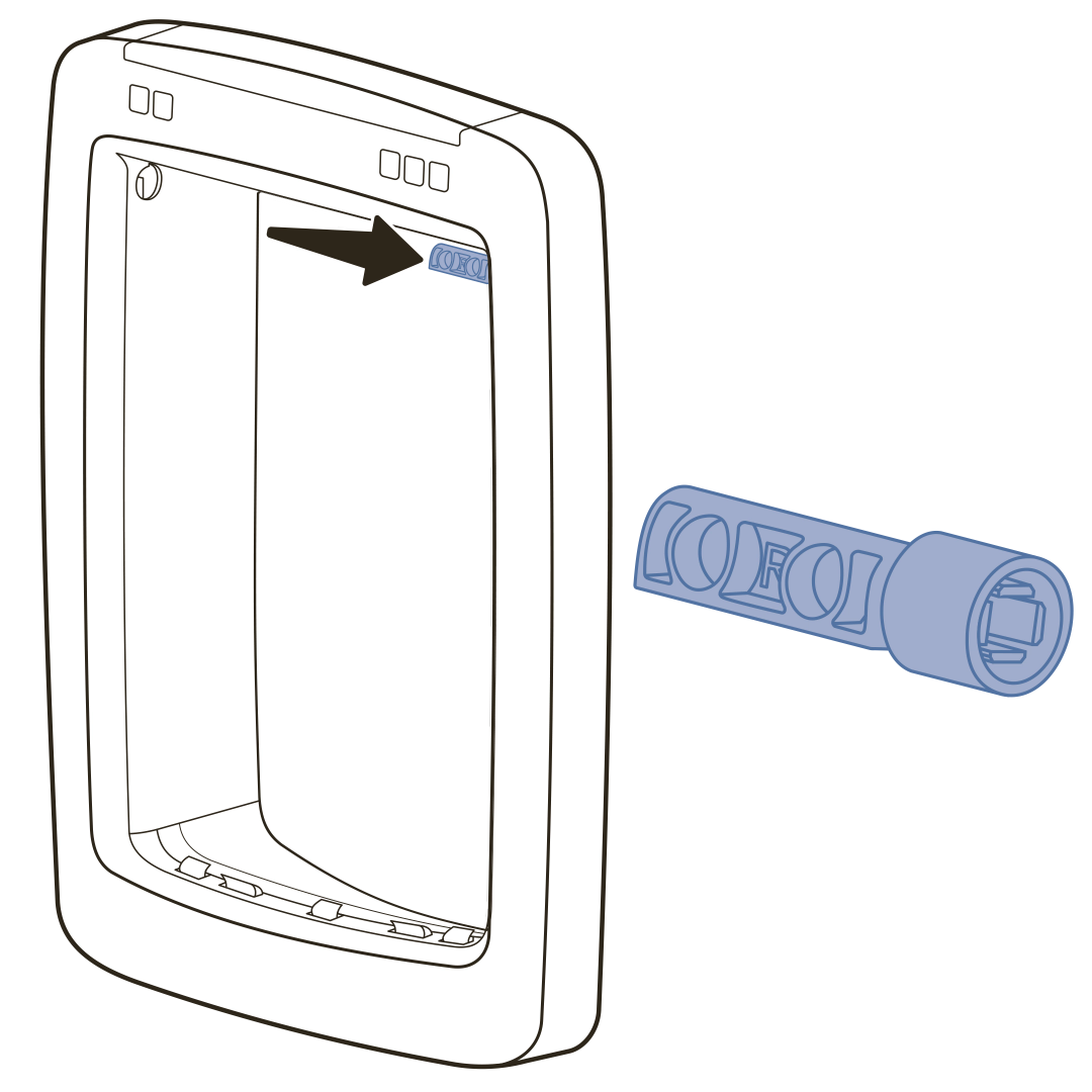 Insert new right hinge pin