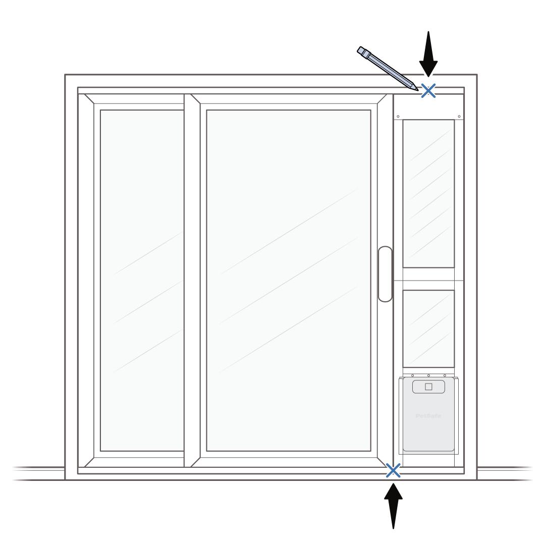Mark Top Center And Bottom Between Pet Door And Sliding Door