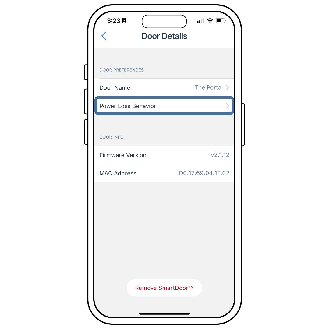 Select Power Loss Behavior