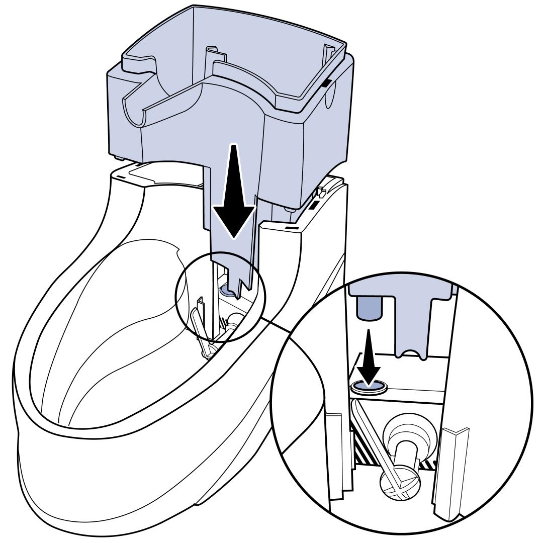 Align filter housing with bowl, press down gently