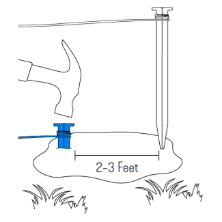 Hammer the grounding stakes into the ground