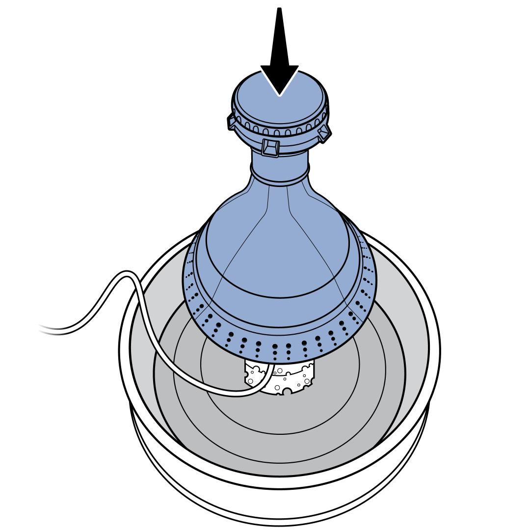 Place Cone in Center of Fountain and Line Up Cord to Notch