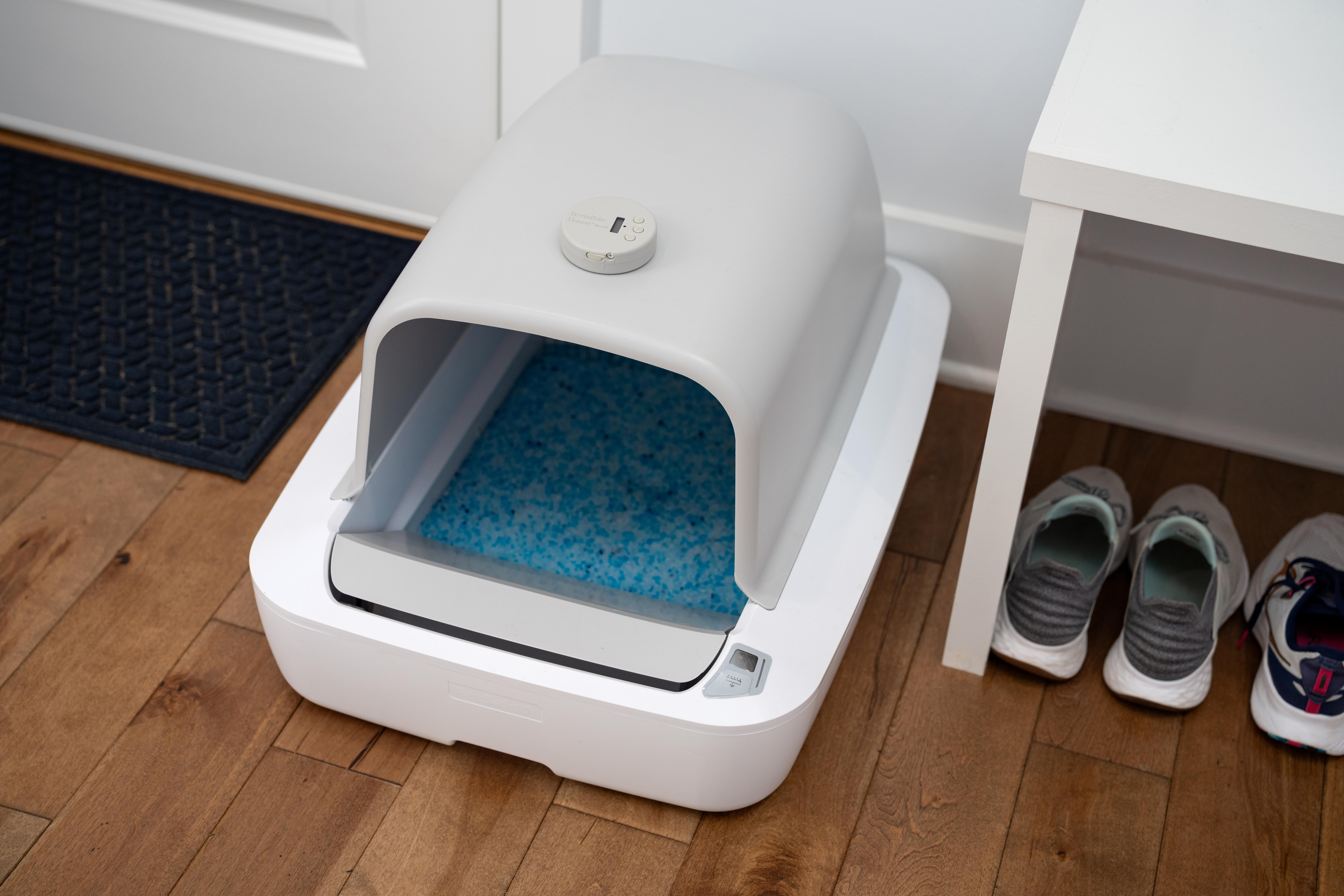 Invisible Fence indoor shield on top of cat litter box