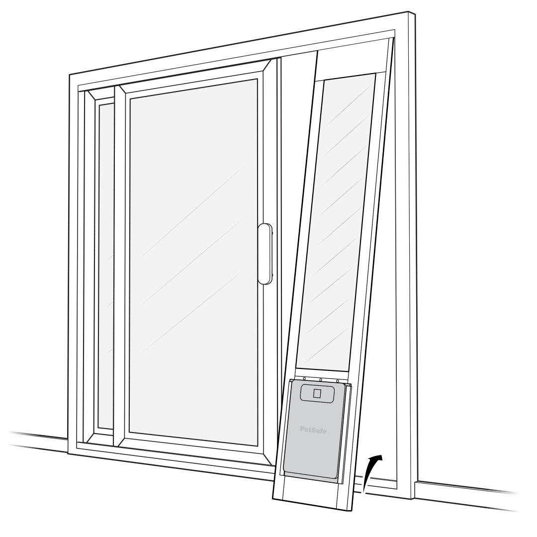 Push Up And Drop Assembled Pet Door Into Lower Door Track