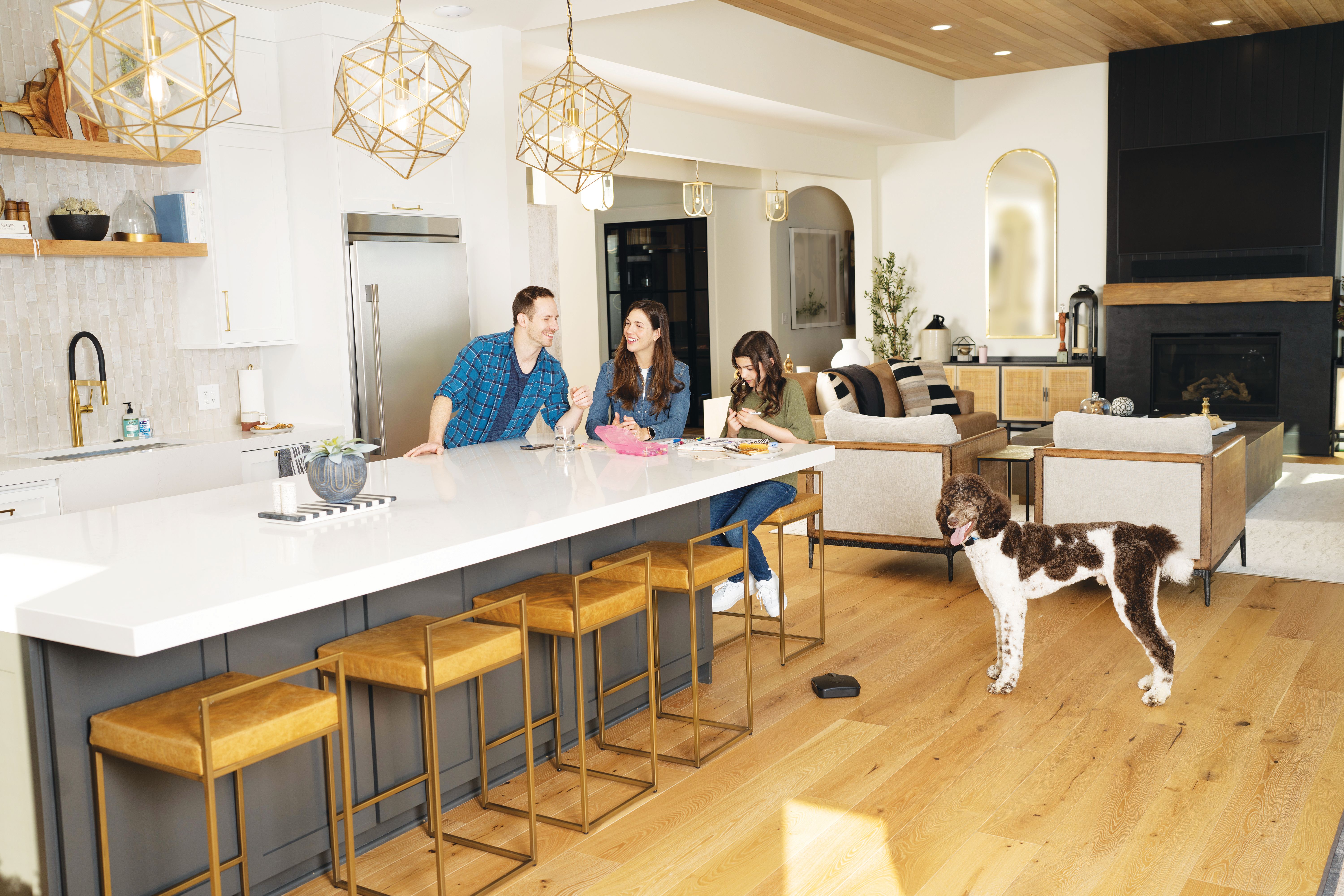 happy dog in well-organized home with Invisible Fence whole-home system