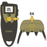 Press button with bump on front of remote, collar flashes 5X