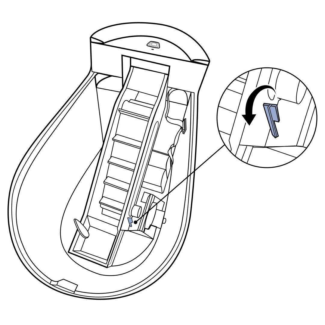 Pull the Red Latch on the Conveyor Towards the Front