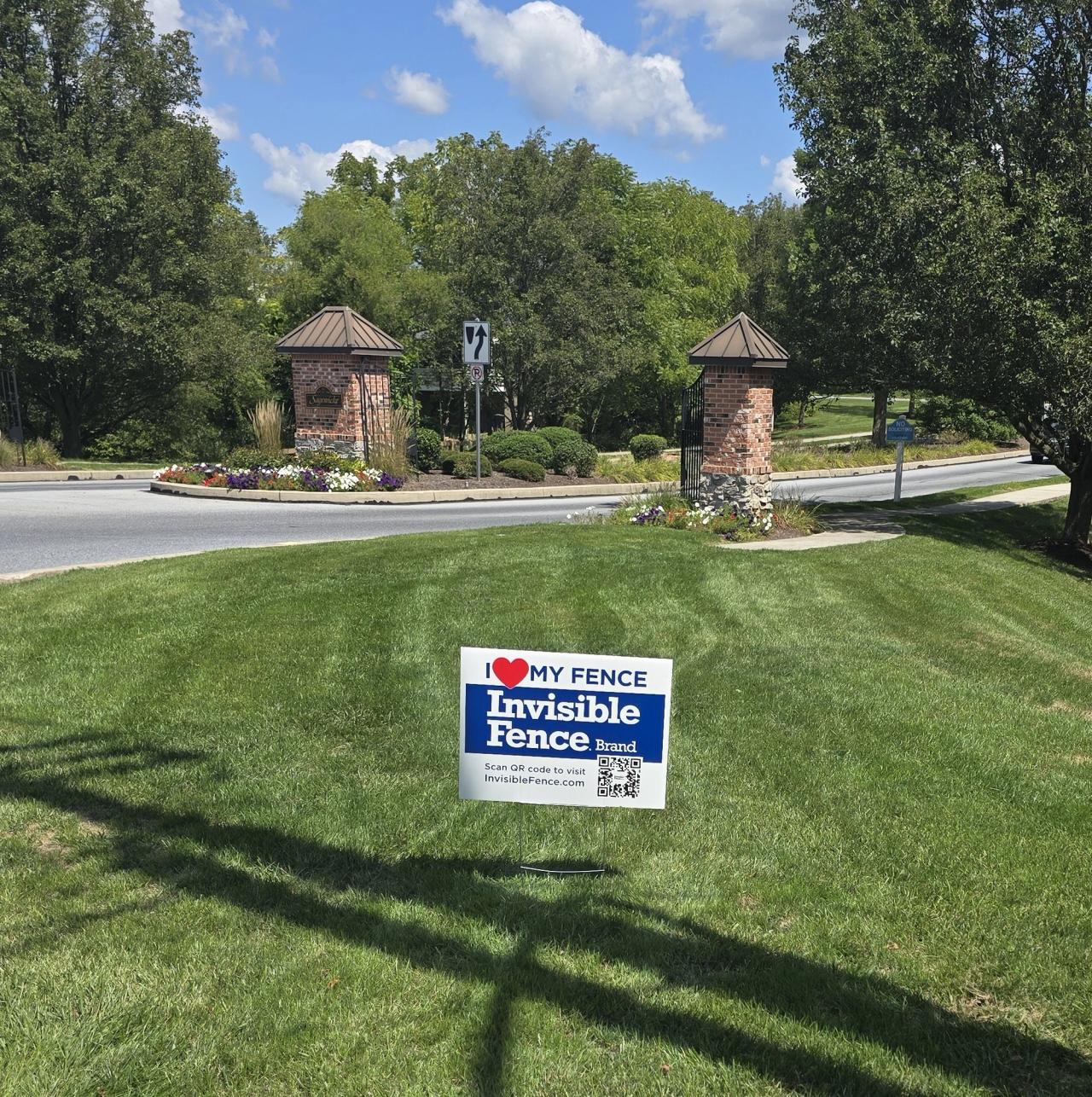 I love my fences sign in front yard in harrisburg