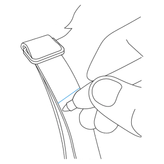 Mark the strap at least 2 inches past the buckle