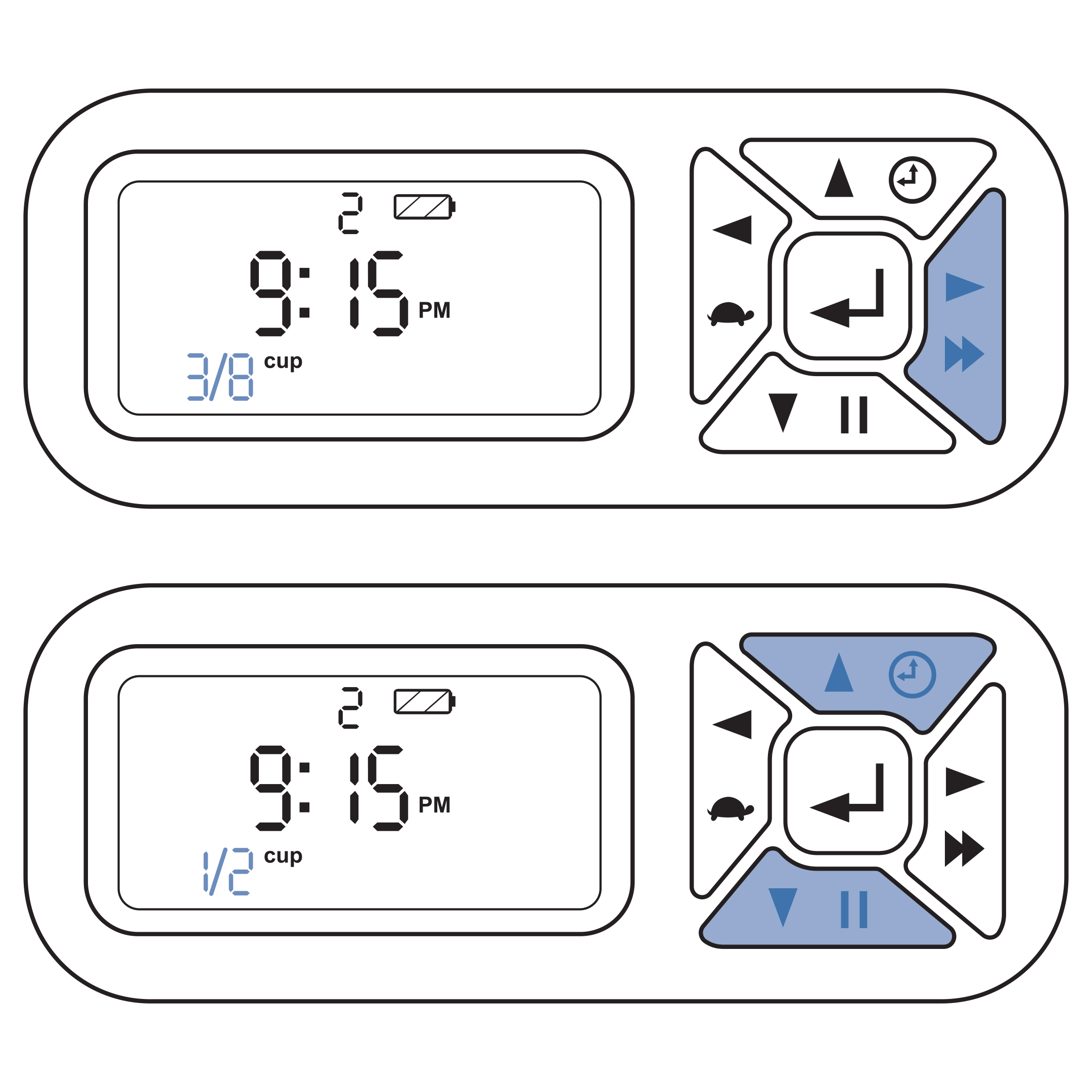 Select Meal Size Using The Right Button And Use Up-Down Button To Edit