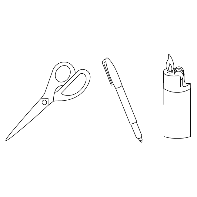 Materials needed: scissors, pen, lighter