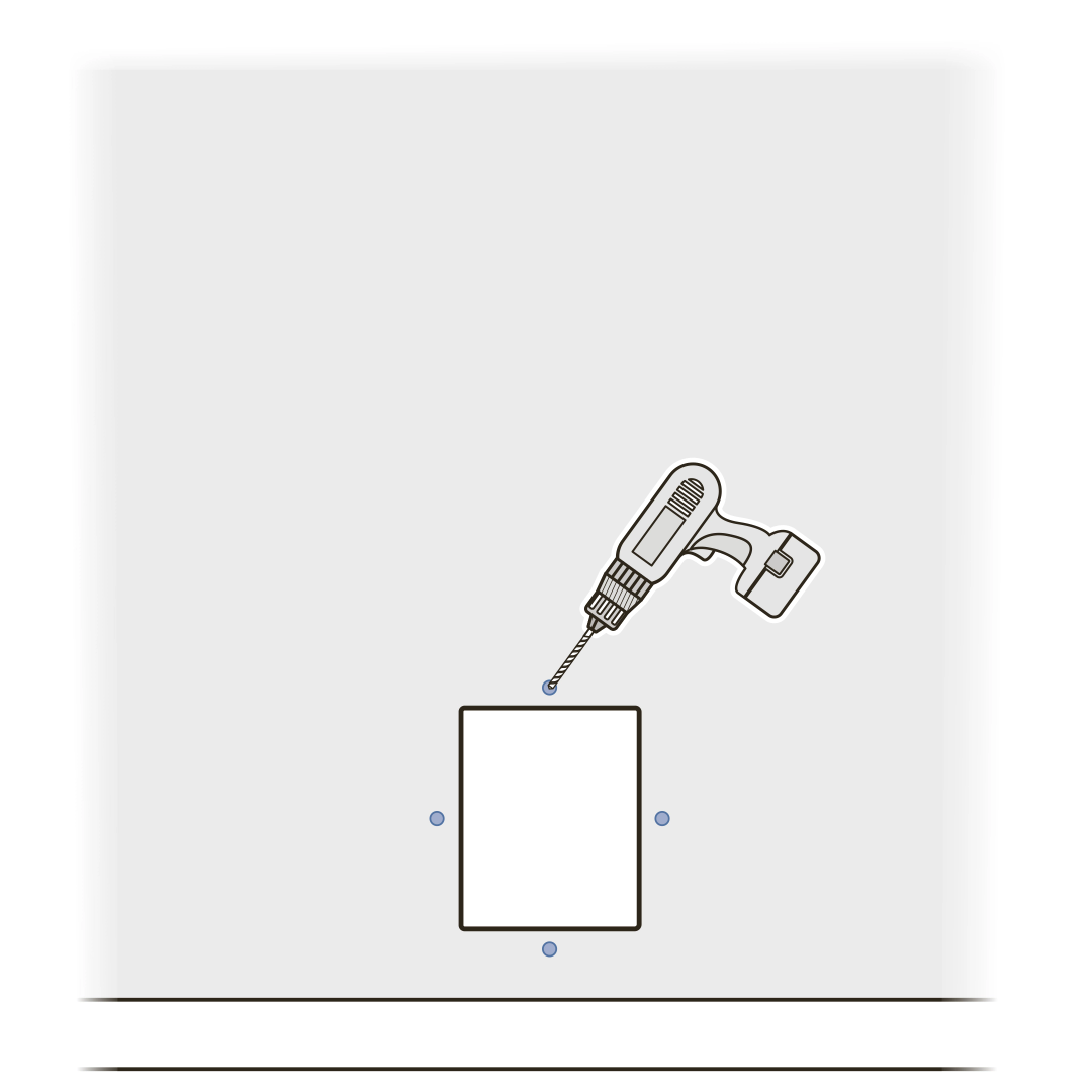 Drill holes in wall for interior assembly