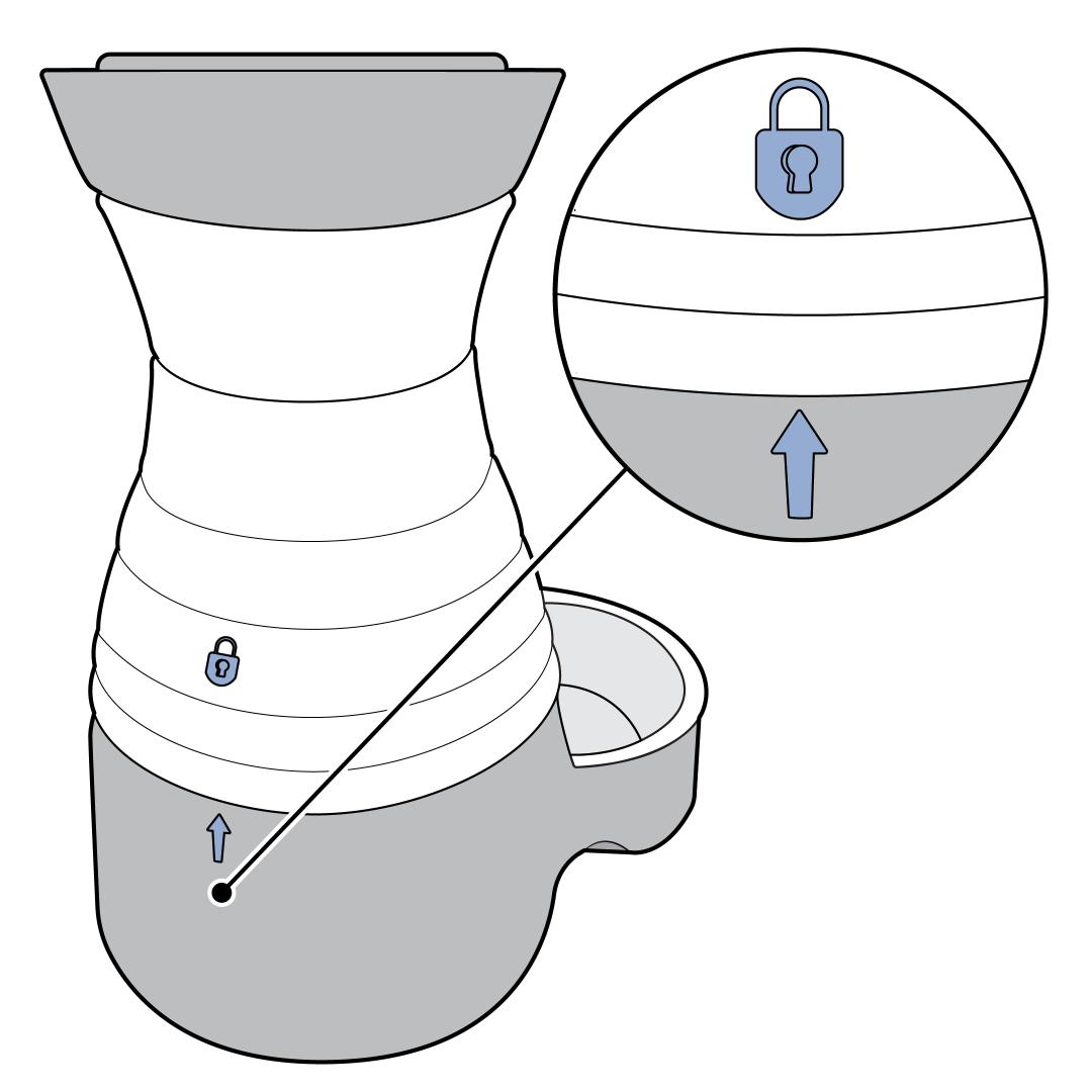 Turn Reservoir Clockwise, Match with Arrow with Lock Symbol