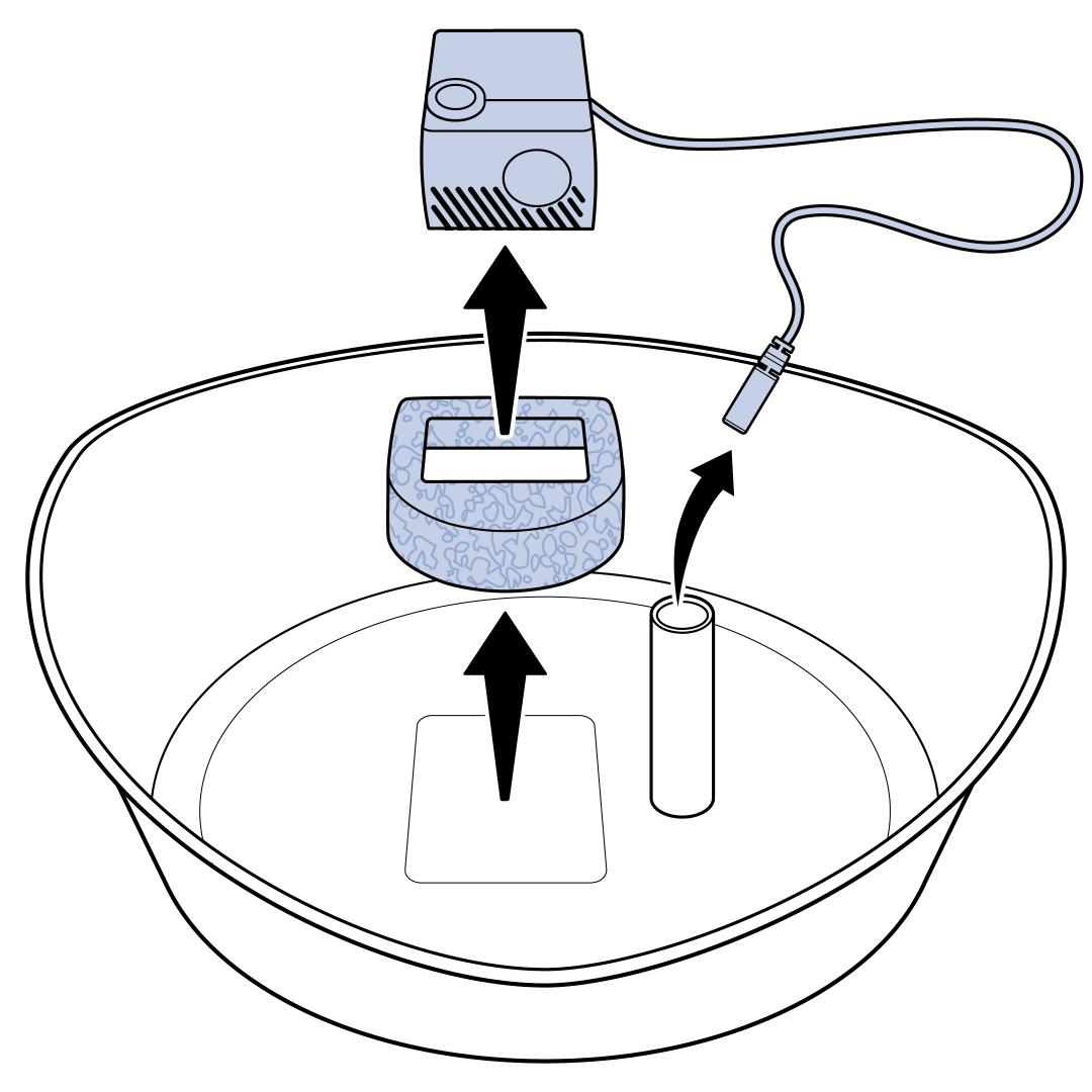 Remove Pump, Cord, and Foam Filter