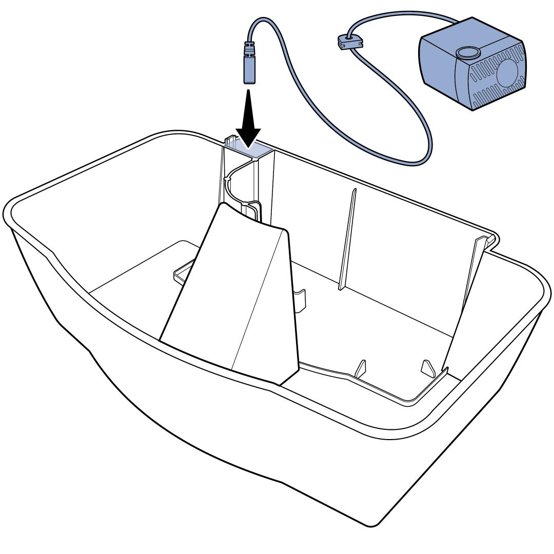 Feed Pump Cord Through Opening and Secure Rubber Grommet