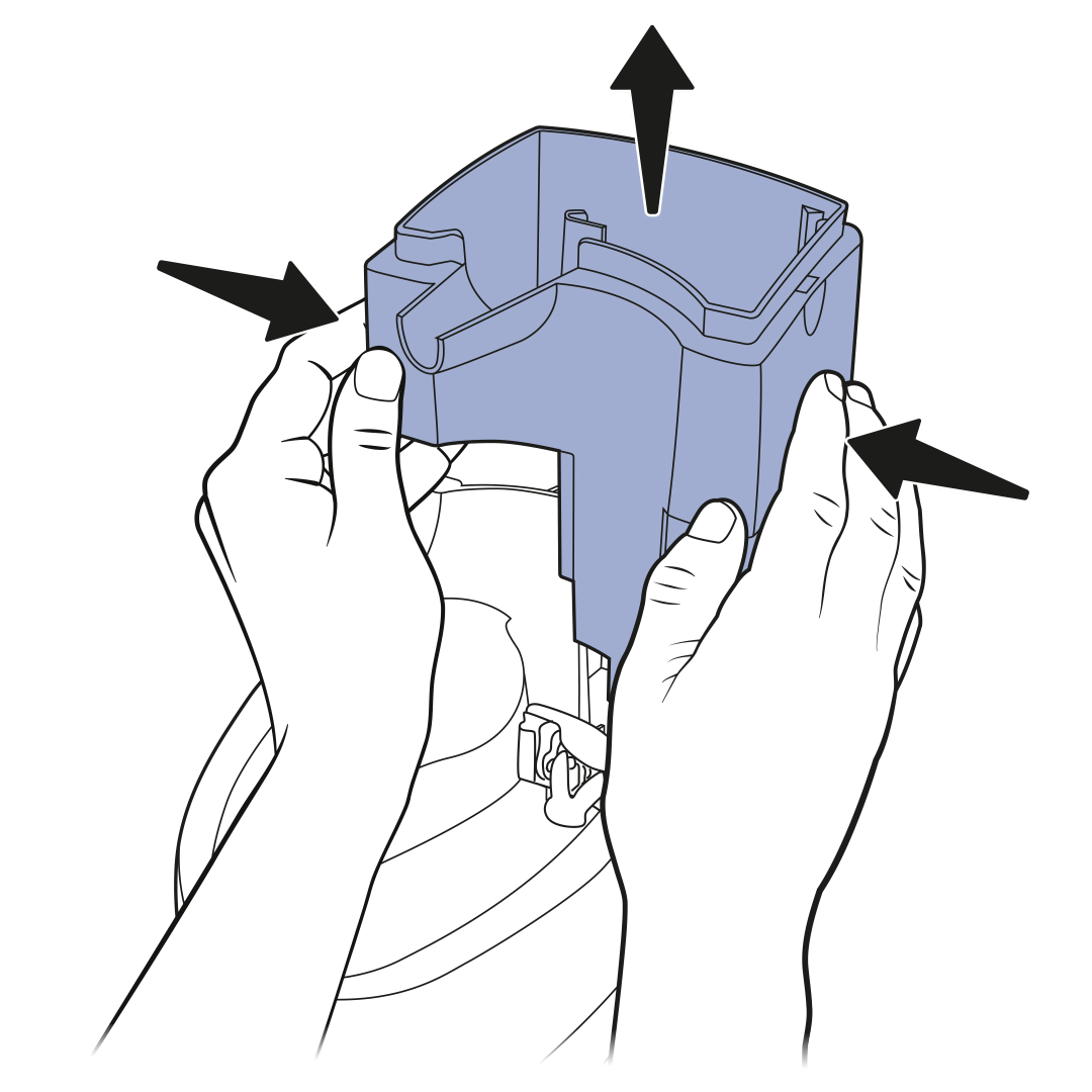 Press on both sides of filter housing, lift from bowl