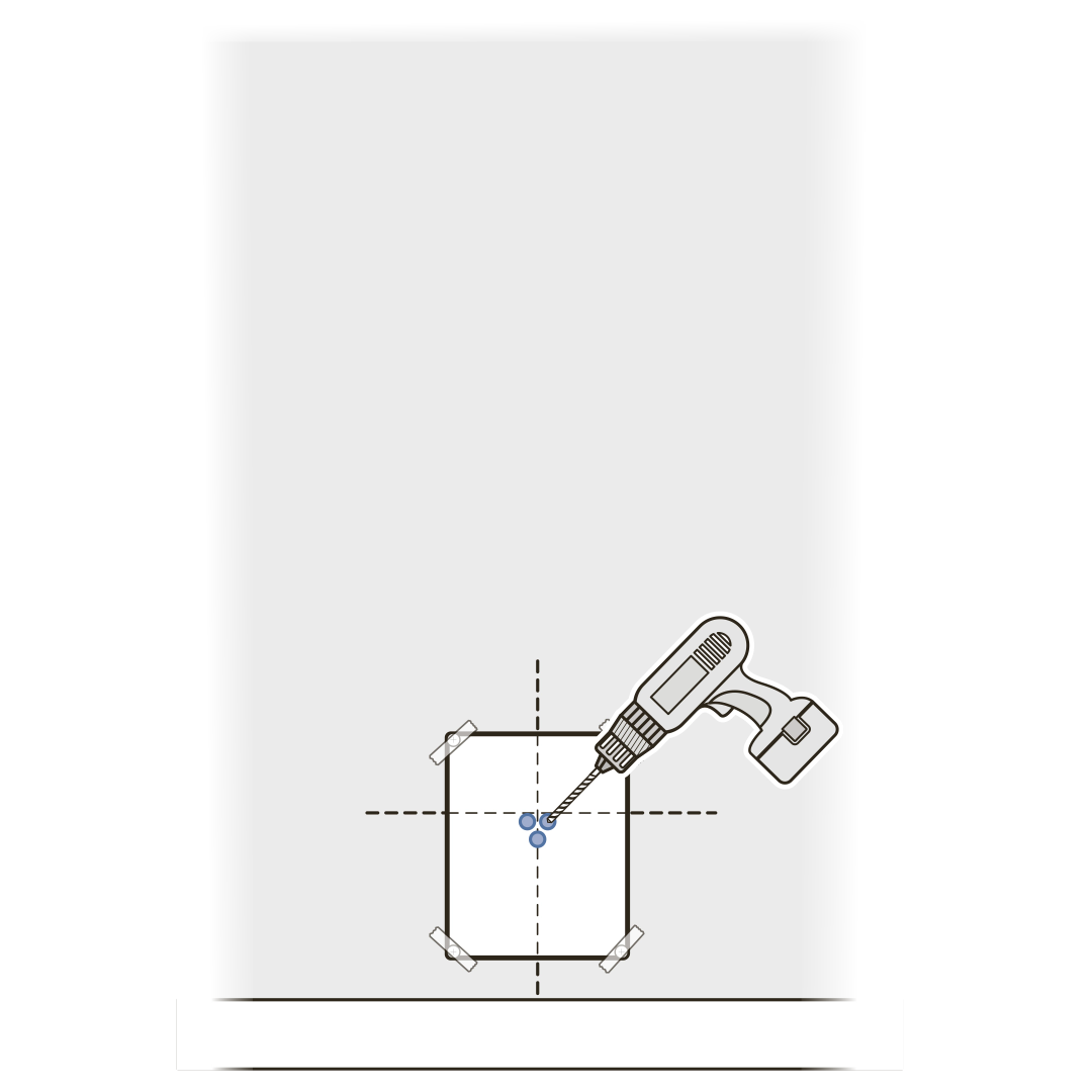 Drill center locator holes in wall